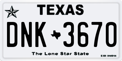 TX license plate DNK3670