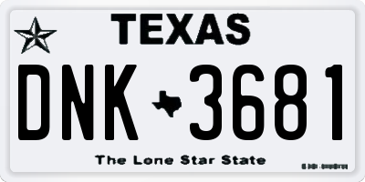 TX license plate DNK3681