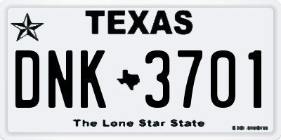 TX license plate DNK3701