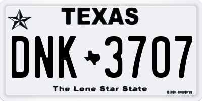 TX license plate DNK3707