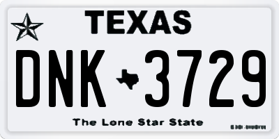 TX license plate DNK3729