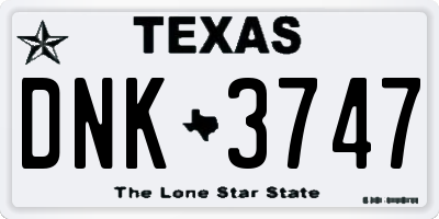 TX license plate DNK3747