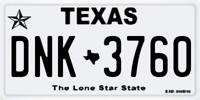 TX license plate DNK3760