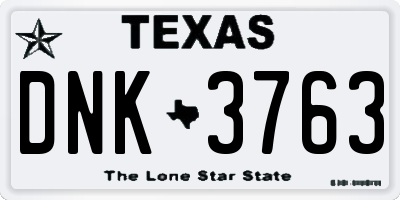 TX license plate DNK3763