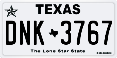 TX license plate DNK3767
