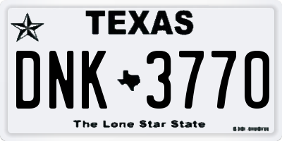 TX license plate DNK3770