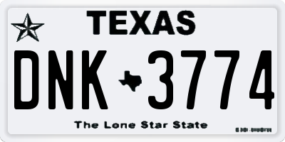 TX license plate DNK3774