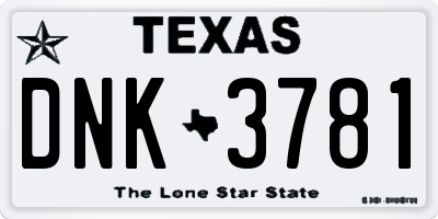 TX license plate DNK3781