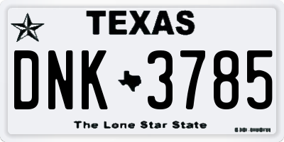 TX license plate DNK3785