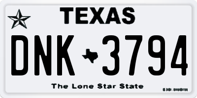 TX license plate DNK3794