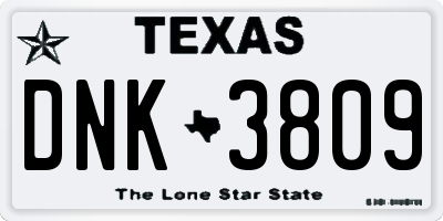 TX license plate DNK3809