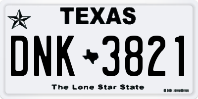 TX license plate DNK3821