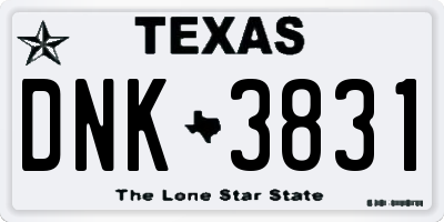TX license plate DNK3831