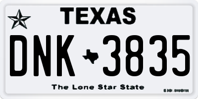 TX license plate DNK3835