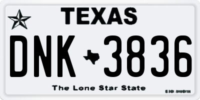TX license plate DNK3836