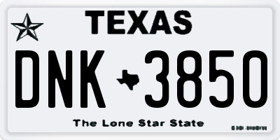 TX license plate DNK3850
