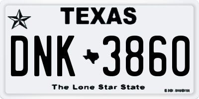 TX license plate DNK3860