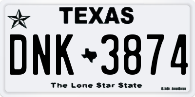 TX license plate DNK3874