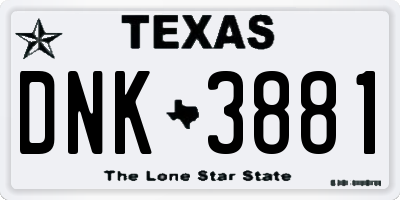 TX license plate DNK3881