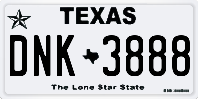 TX license plate DNK3888