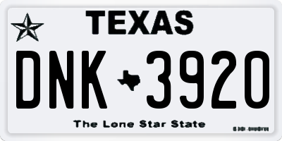 TX license plate DNK3920