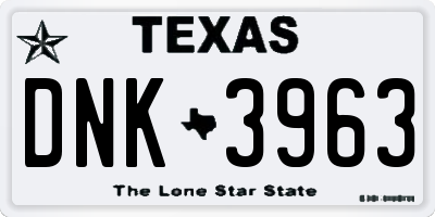 TX license plate DNK3963