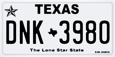 TX license plate DNK3980