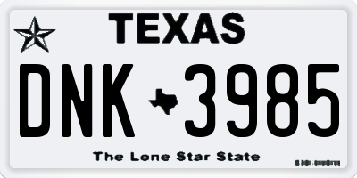TX license plate DNK3985