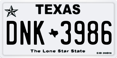 TX license plate DNK3986