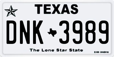 TX license plate DNK3989