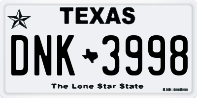 TX license plate DNK3998