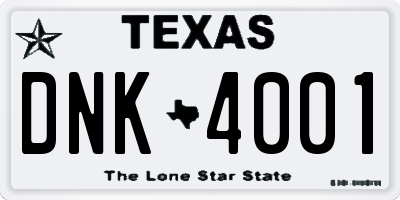 TX license plate DNK4001