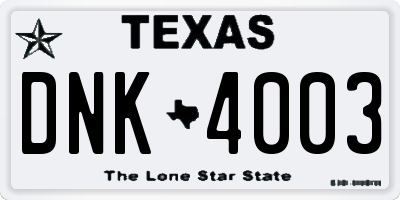 TX license plate DNK4003