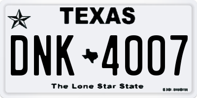 TX license plate DNK4007