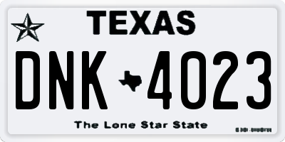 TX license plate DNK4023