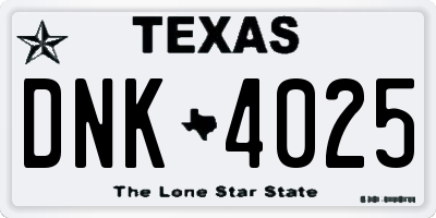 TX license plate DNK4025