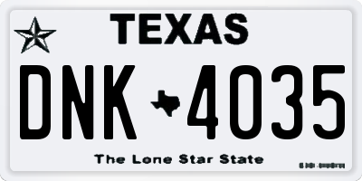 TX license plate DNK4035