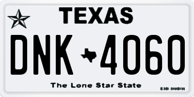 TX license plate DNK4060