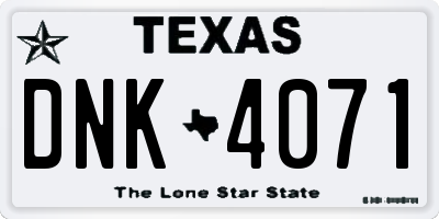 TX license plate DNK4071