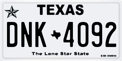 TX license plate DNK4092