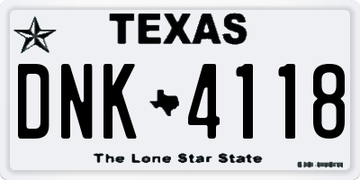TX license plate DNK4118