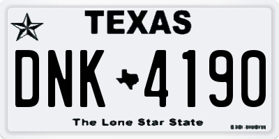 TX license plate DNK4190