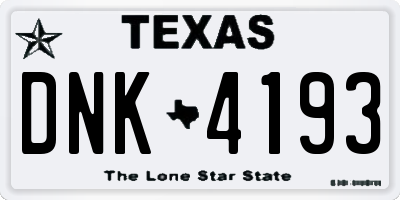 TX license plate DNK4193