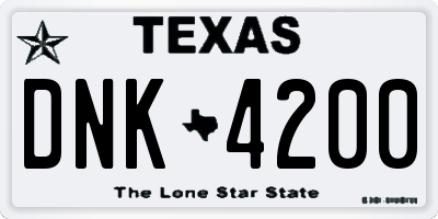 TX license plate DNK4200