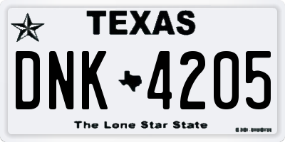 TX license plate DNK4205