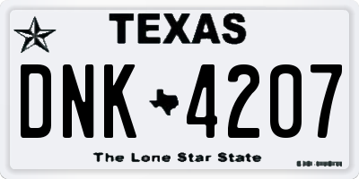 TX license plate DNK4207