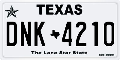 TX license plate DNK4210