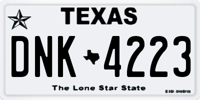TX license plate DNK4223