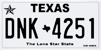 TX license plate DNK4251