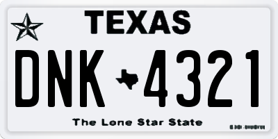 TX license plate DNK4321